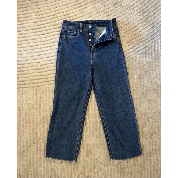 Wild Fable Women’s Highest Rise Straight Button Fly Jeans Size 0 Med Wash Crop - Picture 1 of 6